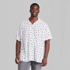 Men's Big & Tall Printed Standard Fit Short Sleeve Button-down Shirt - Original Use White/shapes
