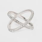 Silver Plated Large X Crystal Ring - A New Day Silver - Size 8,