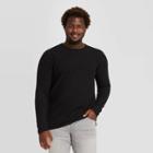 Men's Big & Tall Standard Fit Long Sleeve Textured Crew Neck T-shirt - Goodfellow & Co Black