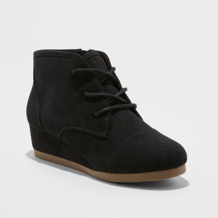 Girls' Mad Love Shelby Wedge Lace Up Fashion Boots - Black