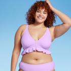 Juniors' Plus Size Ruffle Triangle Bikini Top - Xhilaration Lavender X, Purple