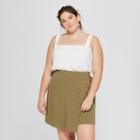 Women's Plus Size Button Front Tank - A New Day White