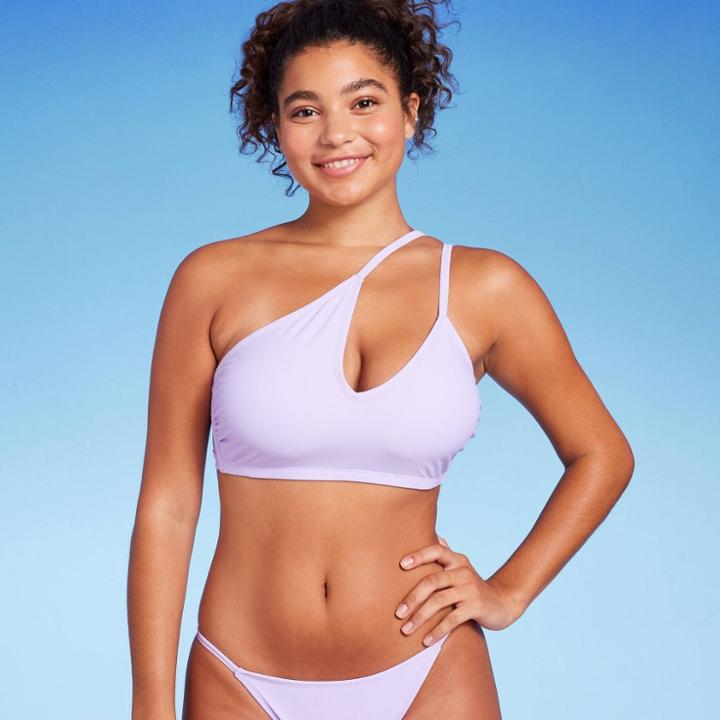 Women's Cut Out One Shoulder Bikini Top - Wild Fable Light Purple D/dd Cup