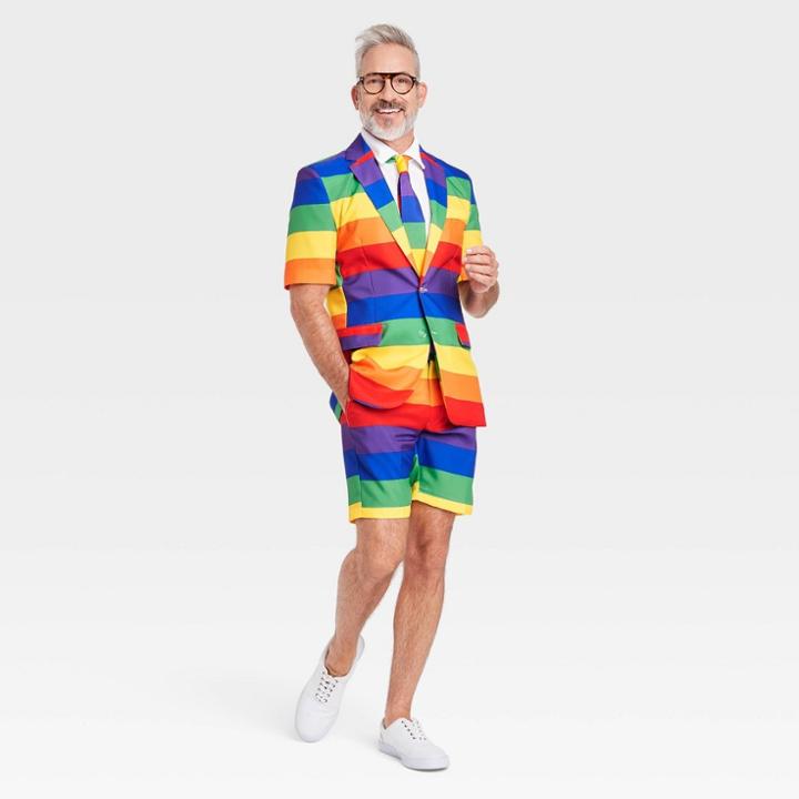 Tipsy Elves Pride Gender Inclusive Adult Rainbow Novelty Suit & Tie