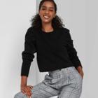 Women's Puff Sleeve Crewneck Pullover Sweater - Wild Fable Black
