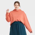 Women's Plus Size Fleece Hoodie - A New Day Orange