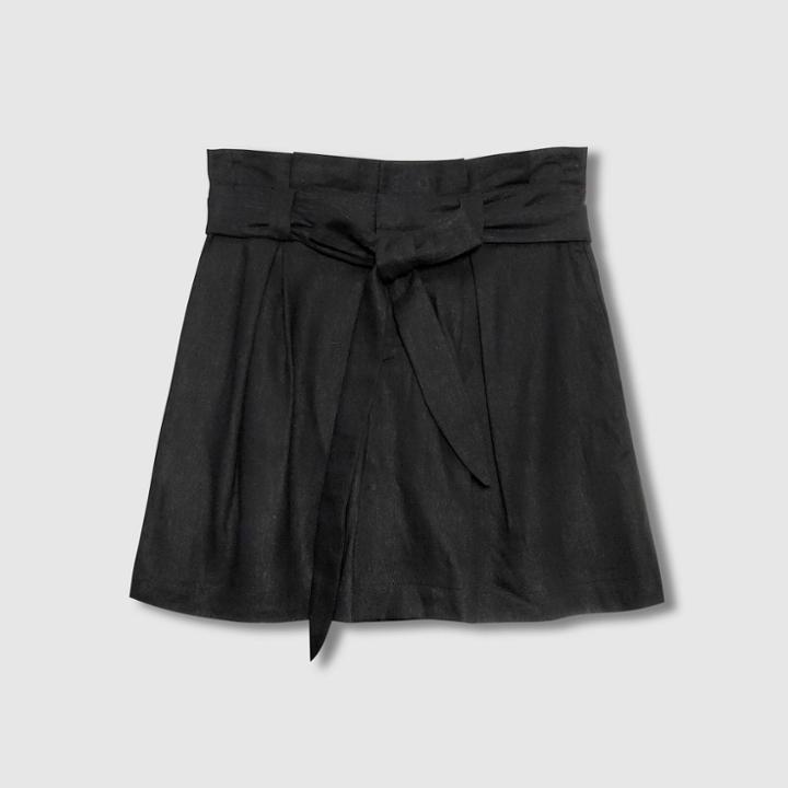 Women's Mid-rise Paperbag Shorts - Who What Wear Black