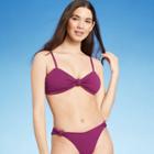 Shade & Shore Women's Knot-front Crepe Textured Bikini Top - Shade &