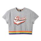 Well Worn Pride Adult Short Sleeve French Terry Cropped Sweatshirt - Fog Heather S, Adult Unisex, Gray