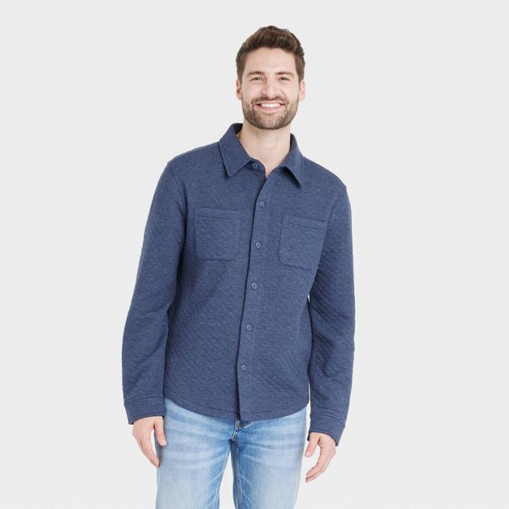 Men's Long Sleeve Knit Button-down Shirt - Goodfellow & Co Blue