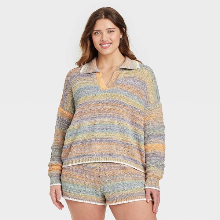Women's Plus Size Collared Pullover Sweater - Universal Thread