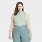 Women's Plus Size Ribbed Mock Turtleneck Tank Bodysuit - A New Day
