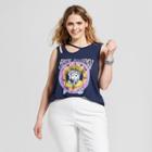 Women's Plus Size Safe Journey Slit Shoulder Graphic Tank Top - Modern Lux (juniors') Navy