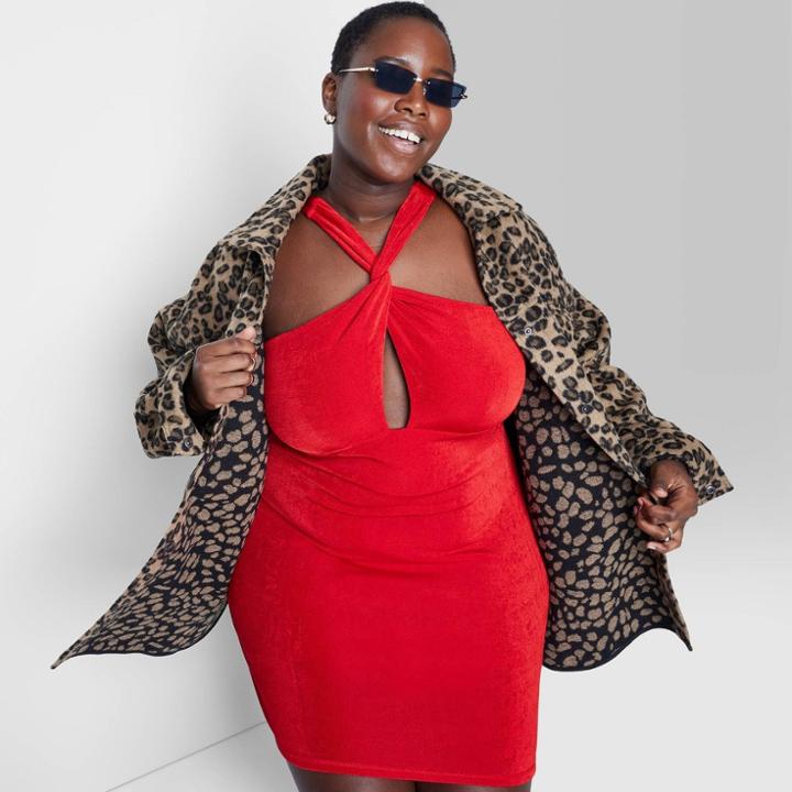 Women's Plus Size Sleeveless Bodycon Dress - Wild Fable Red