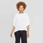 Target Women's Elbow Sleeve Elastic Crewneck Blouse - Prologue White