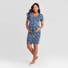Maternity Floral Print Elbow Sleeve Side Shirred Dress - Isabel Maternity By Ingrid & Isabel Navy Xs, Women's, Blue