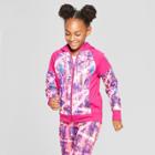 Girls' Printed Tech Fleece Full Zip Hoodie - C9 Champion Magenta (pink) Rainbow Paint Strokes Print