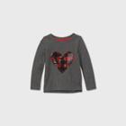 Toddler Girls' Flip Sequin Checkered Heart Long Sleeve T-shirt - Cat & Jack Gray