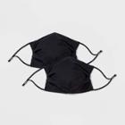 Women's 2pk Adjustable 3 Ply Pleated Fabric Face Mask - Universal Thread Black