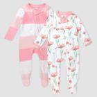 Honest Baby 2pk Jumbo Sleep N' Play - Pink Striped Newborn