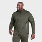 Men's Textured Fleece Premium Full-zip Hoodie - All In Motion Olive Green S, Men's, Size: Small, Green Green
