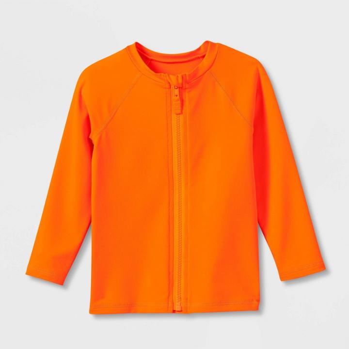Baby Boys' Zip-up Long Sleeve Rash Guard Swim Shirt - Cat & Jack Orange