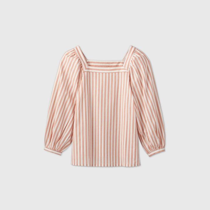 Women's Plus Size Long Sleeve Blouse - Ava & Viv Coral X, Women's, Pink