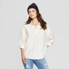 Women's Plaid Long Sleeve Popover Flannel - Universal Thread White