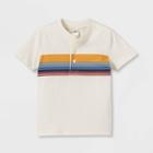 Oshkosh B'gosh Toddler Boys' Striped Knit Short Sleeve Henley Shirt - White