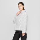 Women's Striped Long Sleeve Shoulder Button Popover Blouse - Who What Wear White/black Xxl, White/black