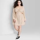 Women's Plus Size Long Sleeve Cut Out Fit & Flare Dress - Wild Fable Light Taupe 1x,