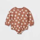 Grayson Collective Baby Girls' Daisy Bubble Sweatshirt - Brown Newborn