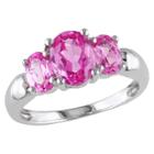 Target 3 1/2 Ct. T.w. Simulated Pink Sapphire 3 Stone Ring In Sterling Silver