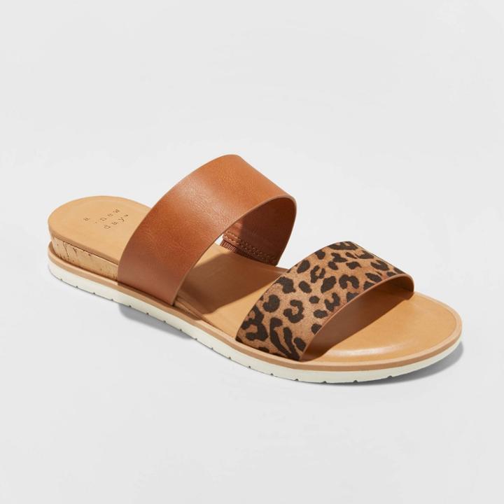 Women's Coco Two Band Slide Sandals - A New Day Brown