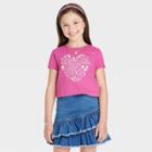 Girls' 'floral' Short Sleeve T-shirt - Cat & Jack Dark Pink