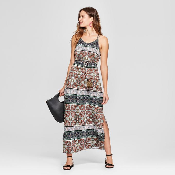 Women's Tassle Cross Back Maxi Dress - Spenser Jeremy - Brown S,