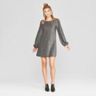 Women's Long Sleeve Shine Knit Dress - Xhilaration Gunmetal