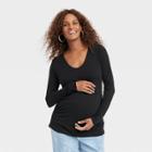 Long Sleeve Scoop Neck Maternity T-shirt - Isabel Maternity By Ingrid & Isabel Black
