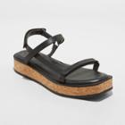Women's Nova Wide Width Sporty Cork Platform Sandals - A New Day Black