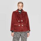 Women's Long Sleeve Notched Collar Pea Coat - Who What Wear Red