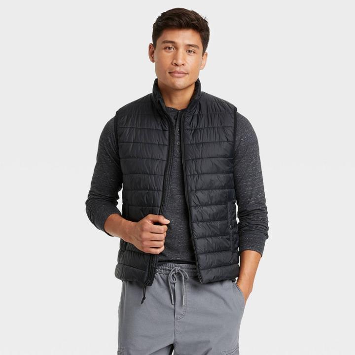 Men's Lightweight Puffer Jacket - Goodfellow & Co Black