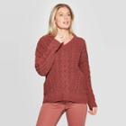 Women's V-neck Cable Chenille Pullover Sweater - Universal Thread Brown M, Women's,