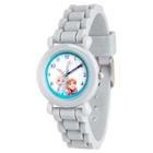 Disney Frozen Elsa & Anna Girls' Gray Plastic Time Teacher Watch, Gray Silicone Strap, Wds000134