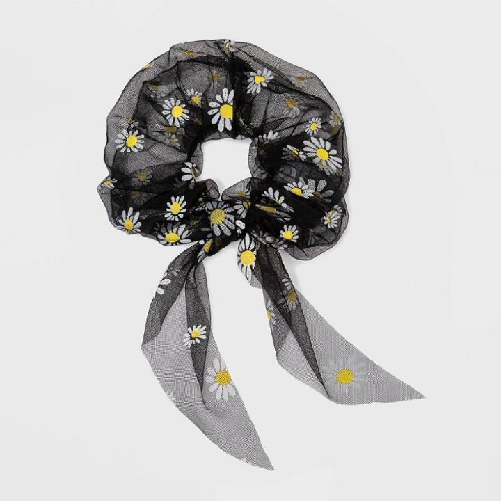 Jumbo Daisy Print Mesh Scarf Twister - Wild Fable Black