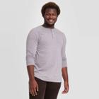 Men's Big & Tall Standard Fit Long Sleeve Button-down Henley T-shirt - Goodfellow & Co Gray