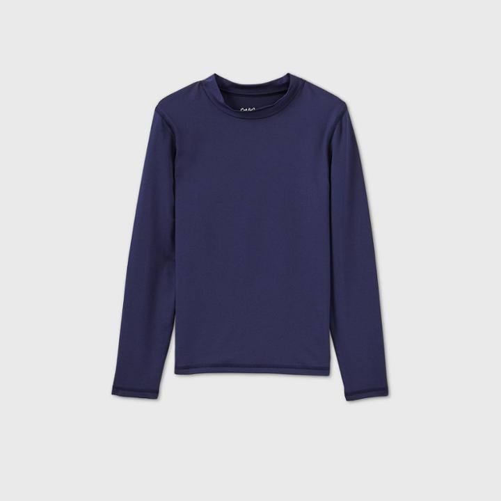 Boys' Long Sleeve Solid Rash Guard Swim Shirt - Cat & Jack Navy