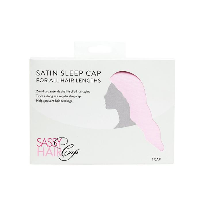 Sassy Hair Cap Long Satin Cap With Snap Clasp - Pink