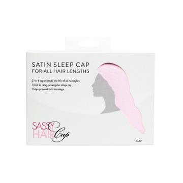 Sassy Hair Cap Long Satin Cap With Snap Clasp - Pink