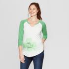 Maternity 3/4 Sleeve Notch Neck Our Lucky Charm Graphic T-shirt - Isabel Maternity By Ingrid & Isabel White