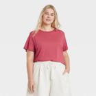Women's Plus Size Short Sleeve T-shirt - A New Day Pink
